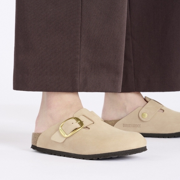 Size 7-7.5 NEW BIRKENSTOCK Boston Big Buckle Nubuck Leather-Sandcastle EU38 - Picture 16 of 16